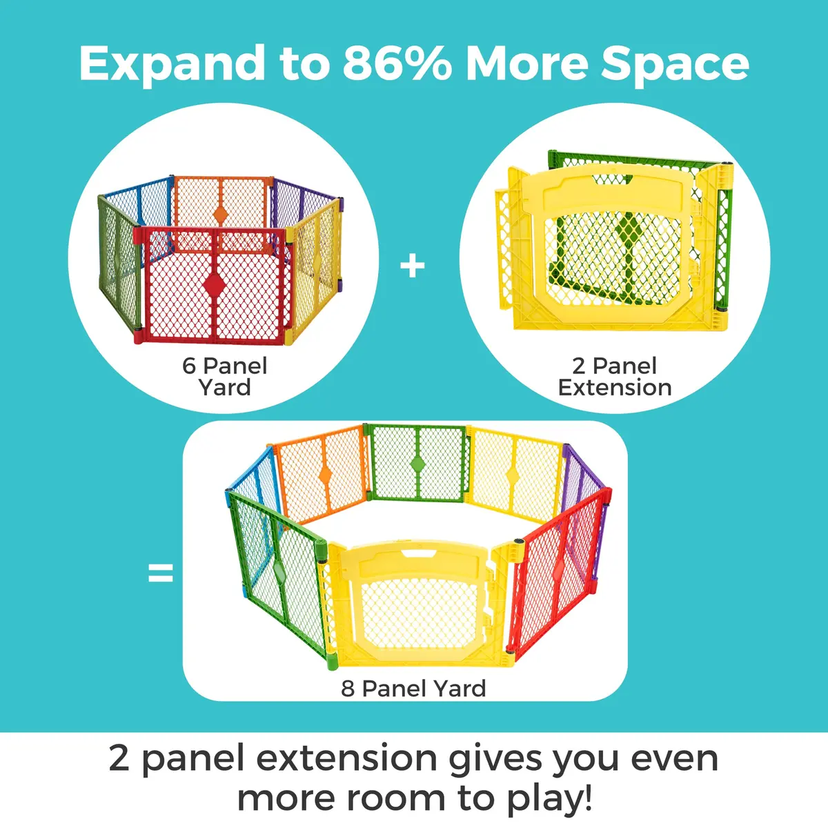 Toddleroo Superyard 2-Panel Extension 65" | Adds 7 ft to Baby Playpens, ColorPlay - view 2