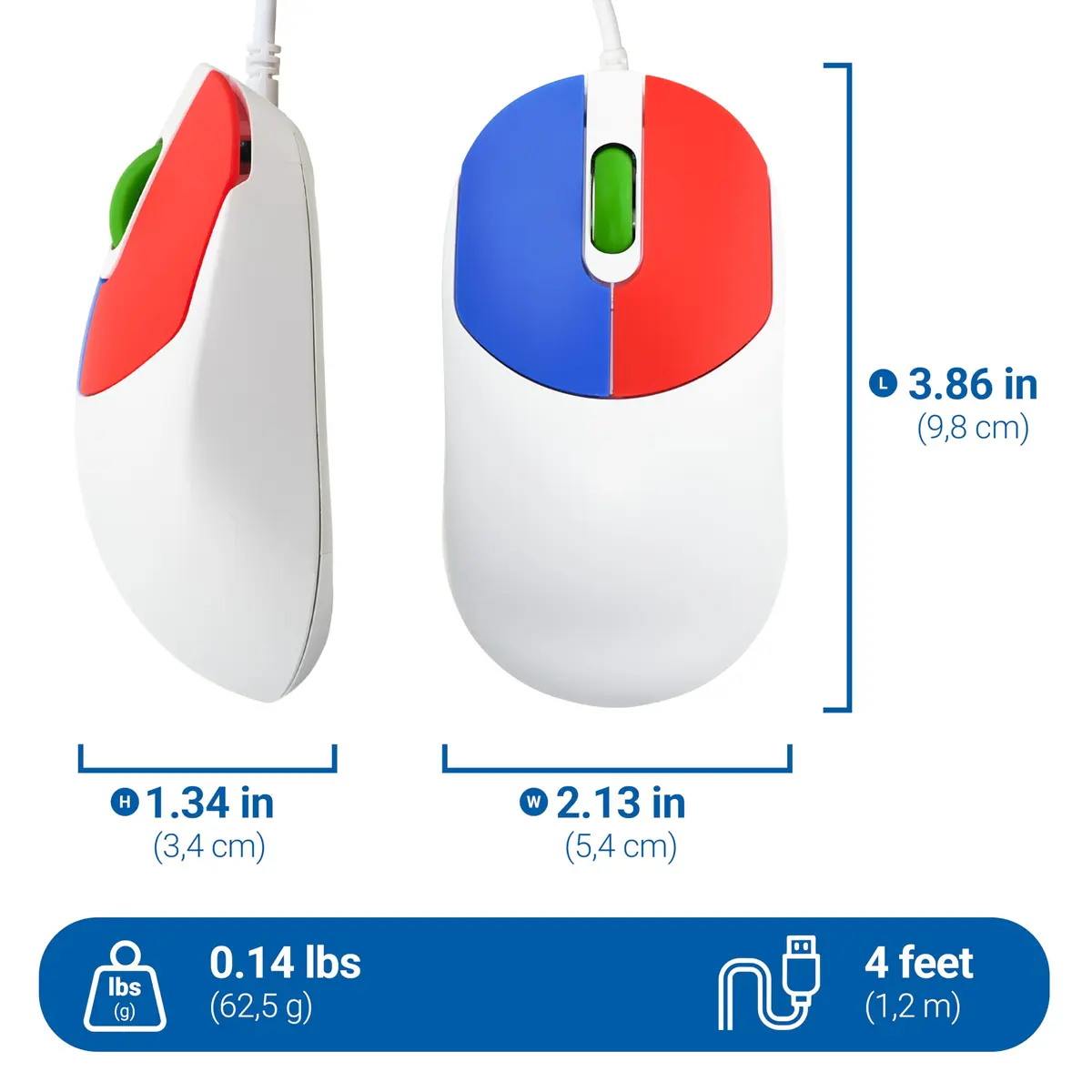 Clevy Kids Mouse - Colorful Ergonomic USB Kids Mouse for School & Home | Compatible with Windows, macOS, Chromebook - view 2