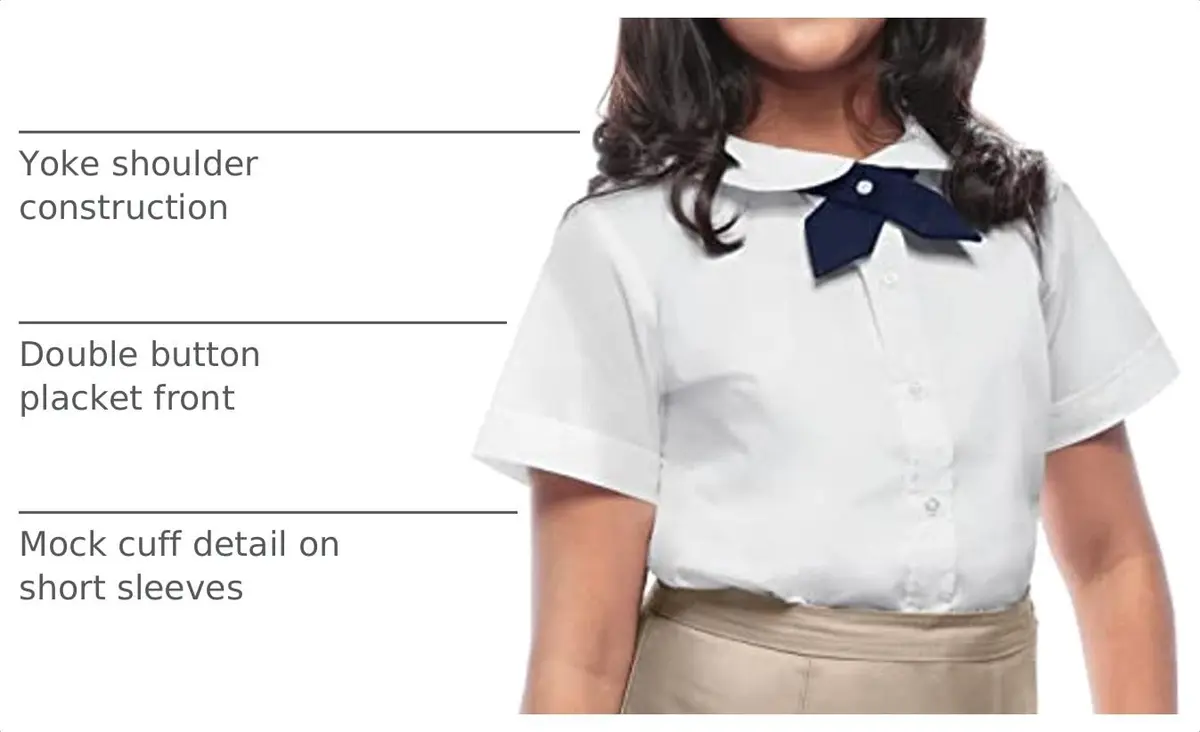 Classroom Girls Short Sleeve Peter Pan Blouse, White, Large | Classic School Uniform - view 4