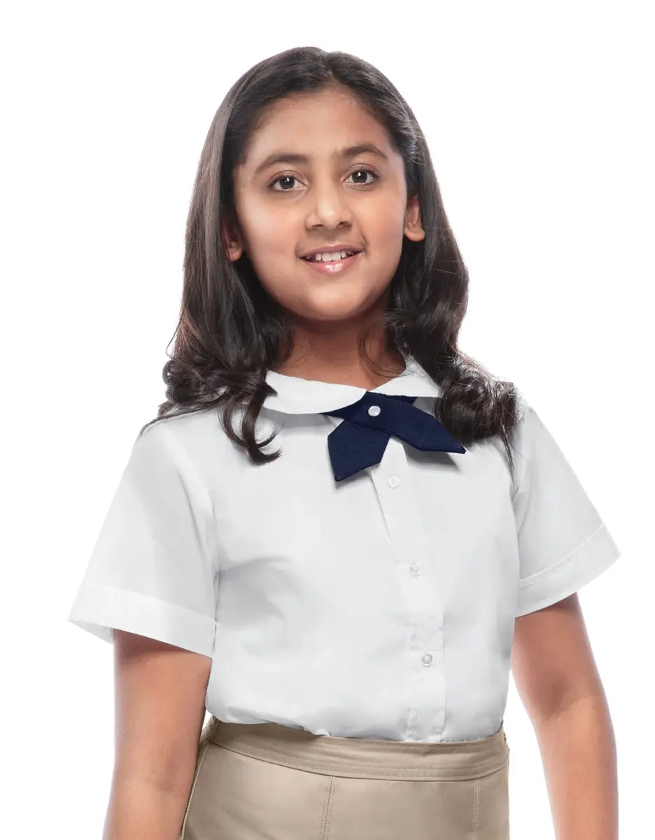 Classroom Girls Short Sleeve Peter Pan Blouse | Classic School Uniform in White (Medium) - main product image