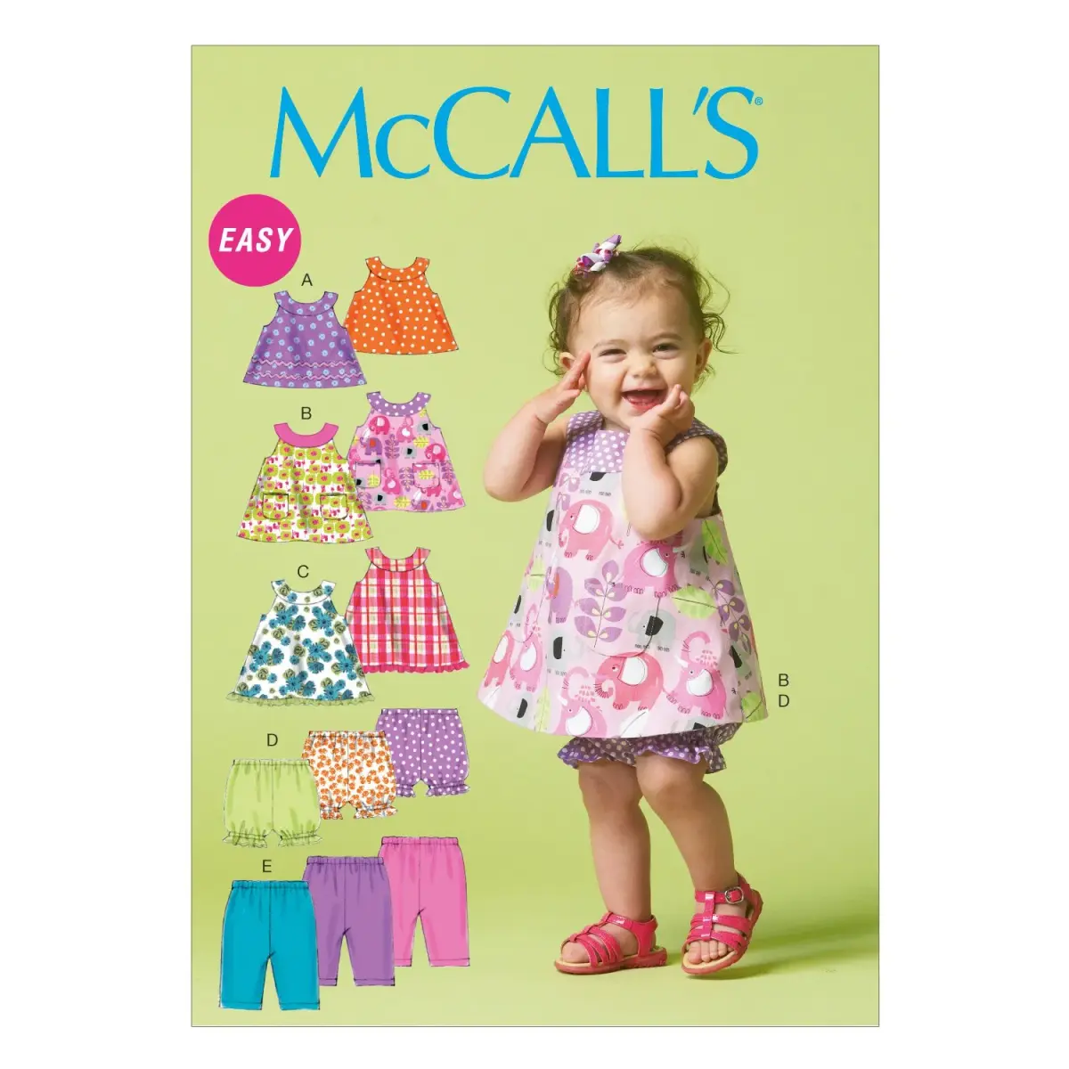 McCall M6912 Infants Reversible Top Dresses Bloomers and Pants Sewing Pattern YA5 (All Sizes In One Envelope) | Beginner Sewing Project Kit - main product image