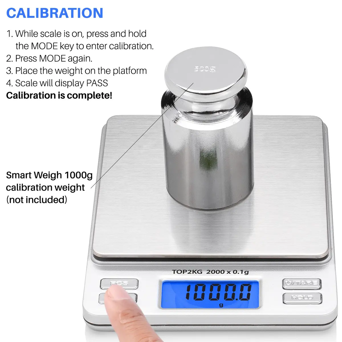 Smart Weigh Gold & Jewelry Scale 2000g | Precise Pocket Digital Scale with Backlit LCD - view 5