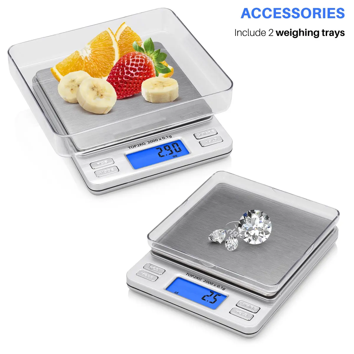 Smart Weigh Gold & Jewelry Scale 2000g | Precise Pocket Digital Scale with Backlit LCD - view 2