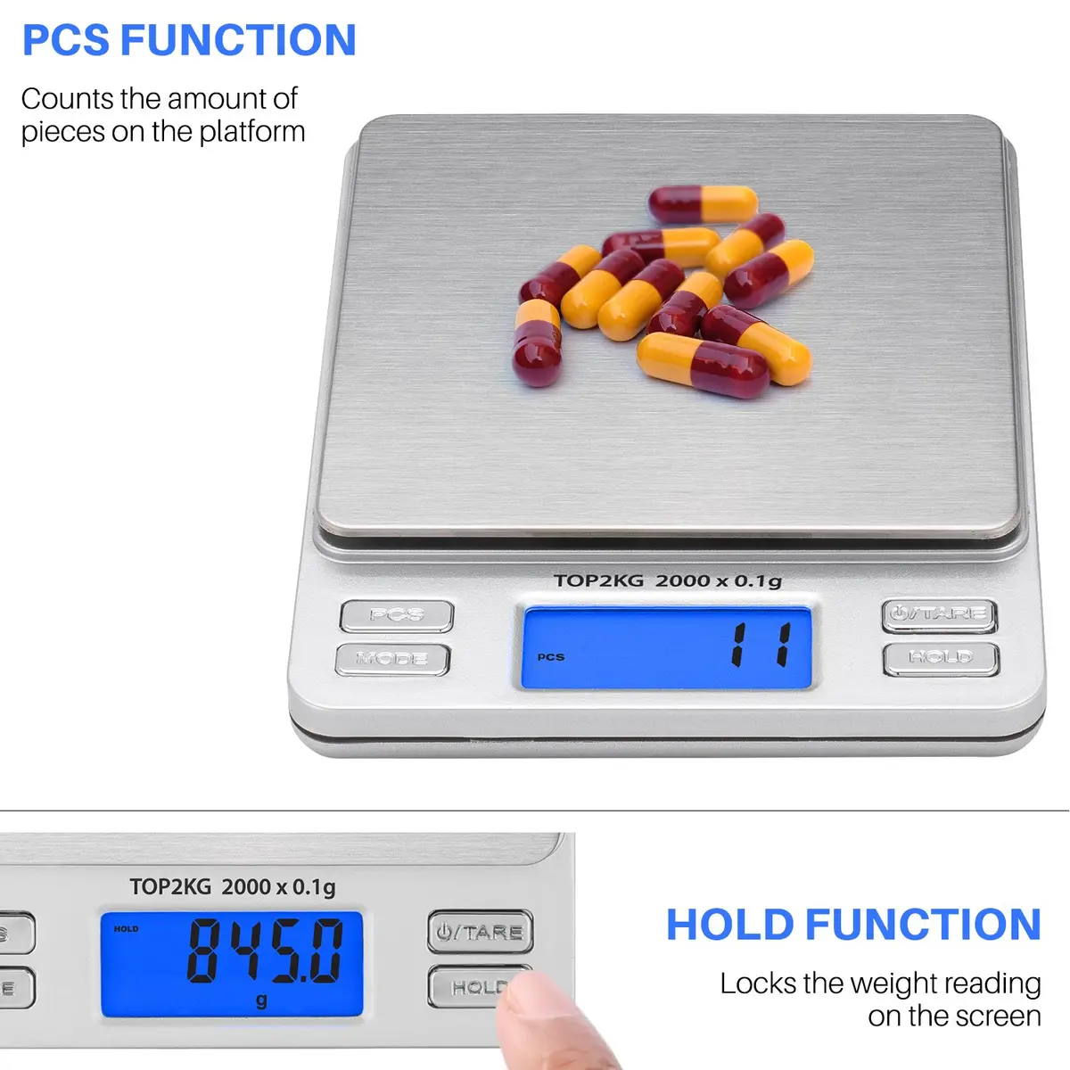 Smart Weigh Gold & Jewelry Scale 2000g | Precise Pocket Digital Scale with Backlit LCD - view 3