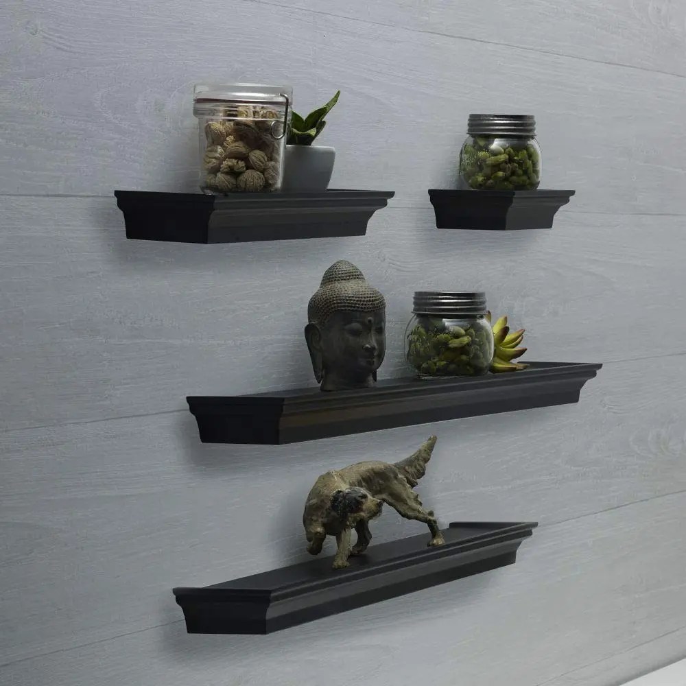 MELANNCO Floating Crown Molding Ledge Shelves Set of 4 White | Display Items Securely with Lip Edge - view 6