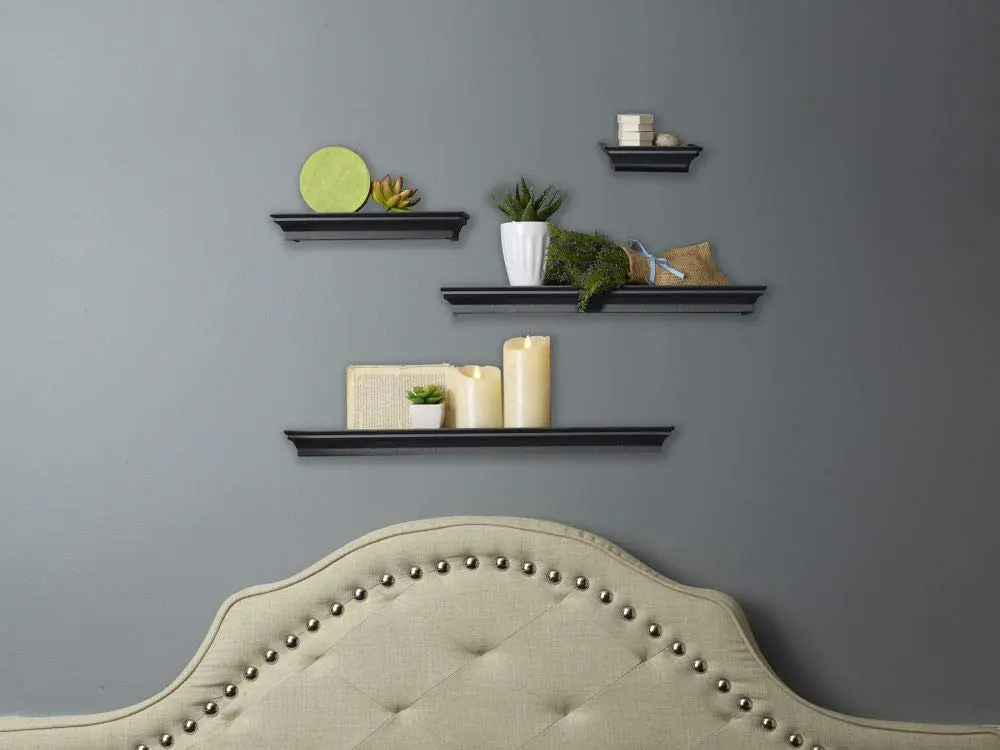 MELANNCO Floating Crown Molding Ledge Shelves Set of 4 White | Display Items Securely with Lip Edge - view 7