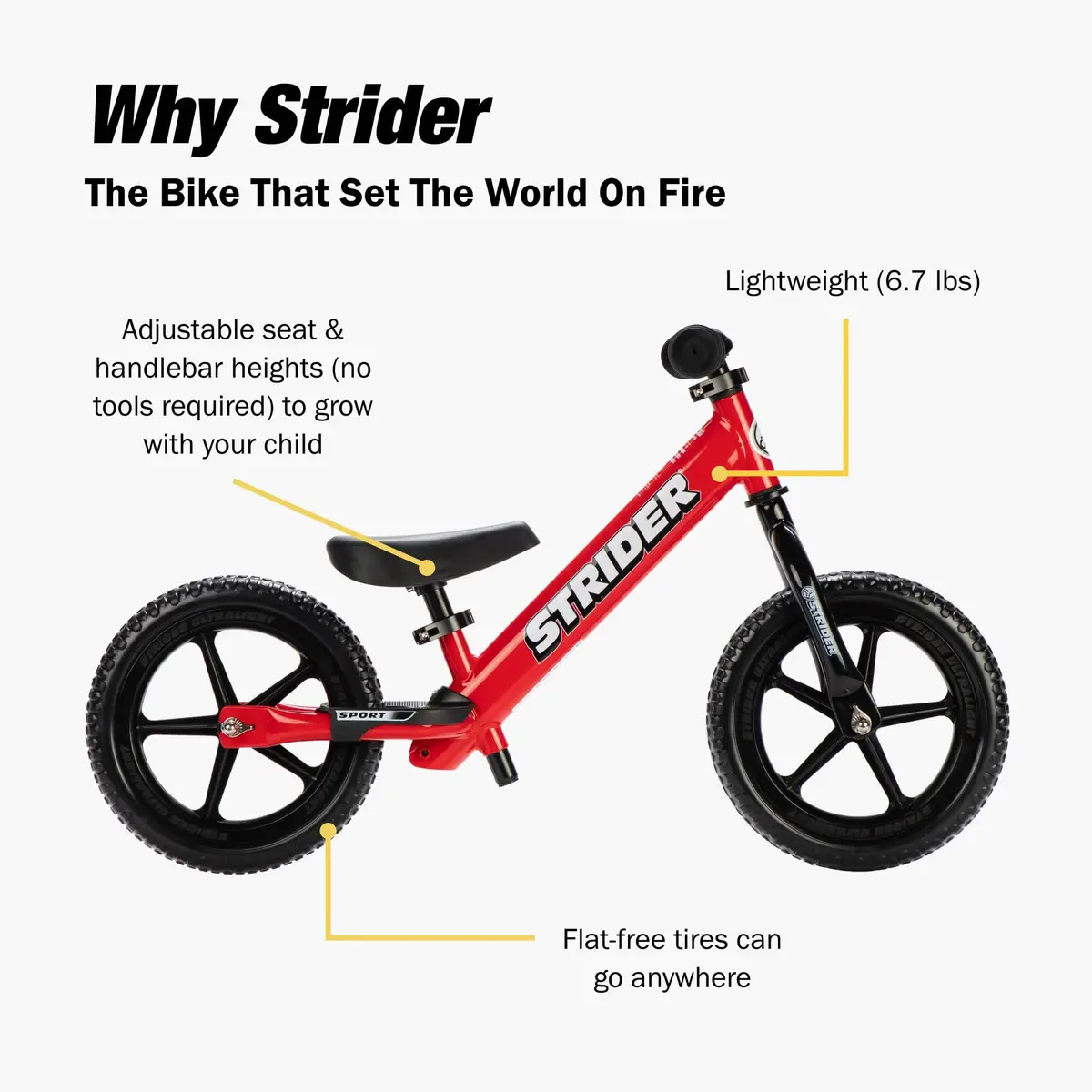 Strider 12 Sport No Pedal Balance Bike for Kids 12 in. Red | Helps Kids Learn Faster & Balance - view 4