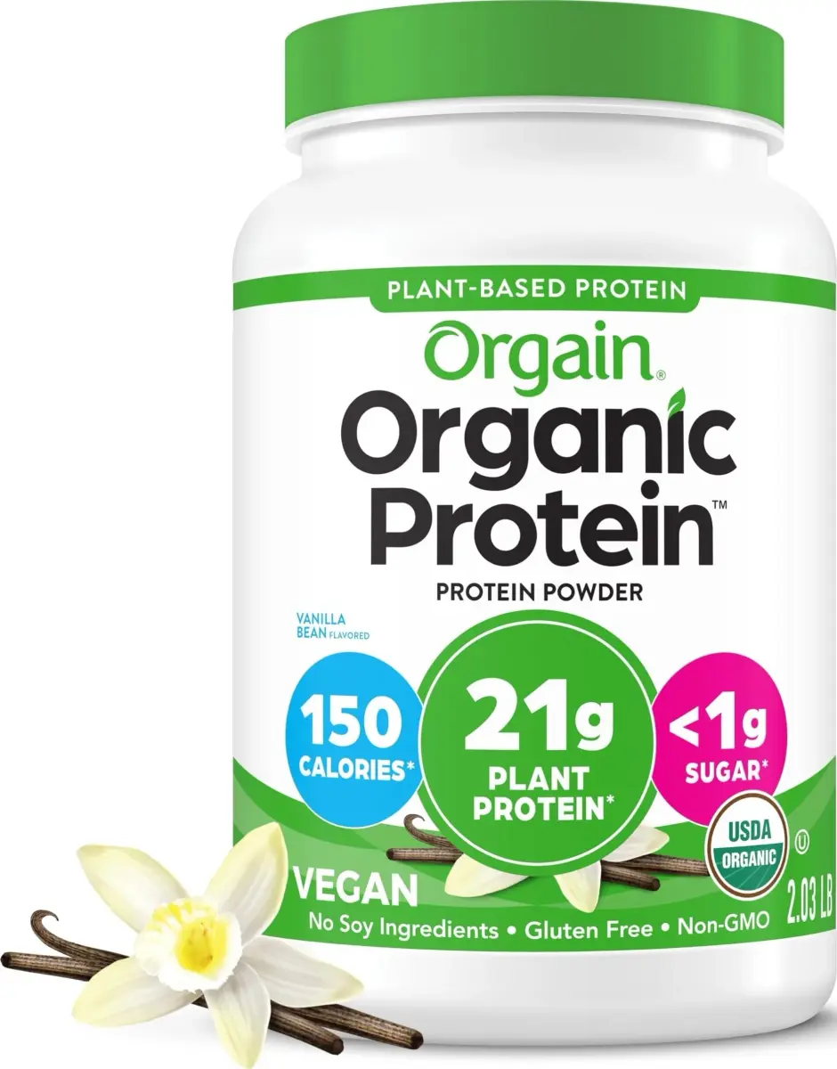 Orgain Organic Vegan 21g Protein Powder Vanilla Bean 0.91 kg (2.03 lb) | USDA Organic Plant-Based Protein for Muscle Recovery - main product image