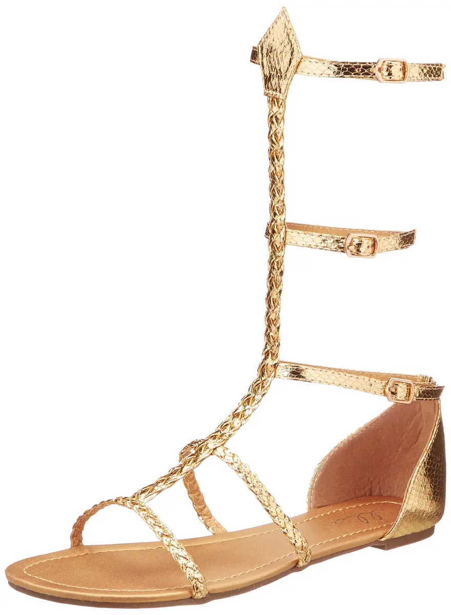 Ellie Shoes Women's 015 Cairo Flat, Gold, 8 M US | Halloween Costume Flat Sandal with Gladiator Style - main product image