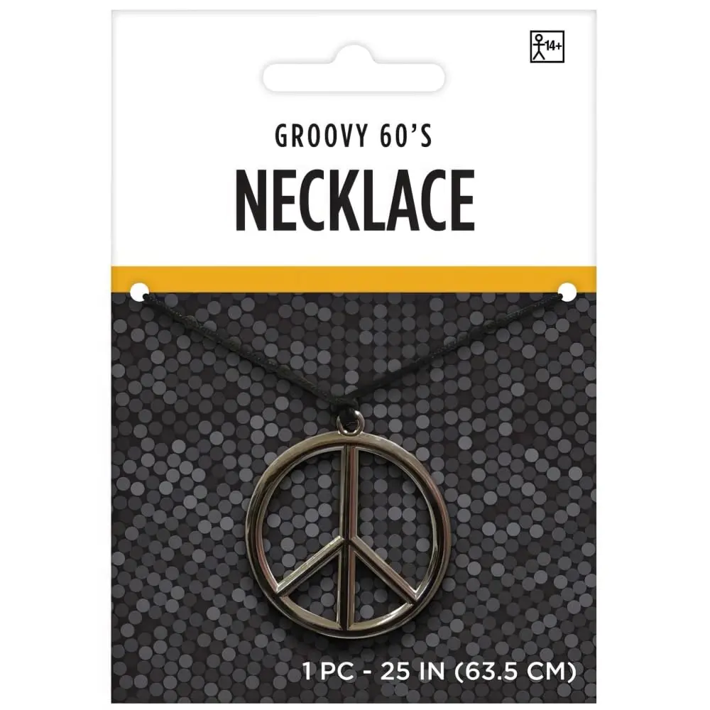 Amscan Peace Sign Necklace Black/Silver 26.5 inch Plastic Retro Style Unisex Fashion Statement Piece - view 3