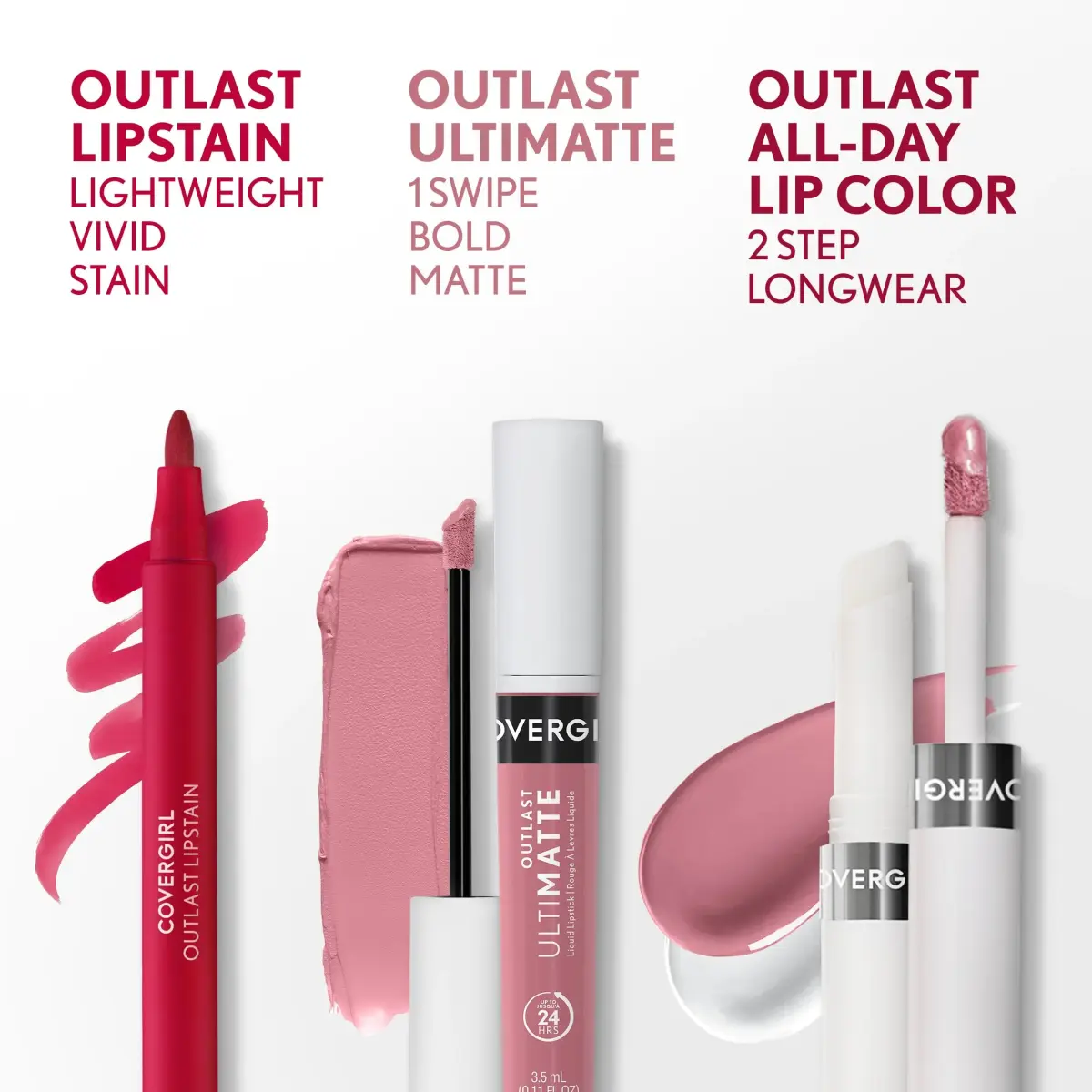 COVERGIRL Outlast All-Day Lip Color With Topcoat, Wine to Five, 0.13 fl oz (3.9 ml) | Long-Lasting Transfer-Resistant Lip Color - view 8