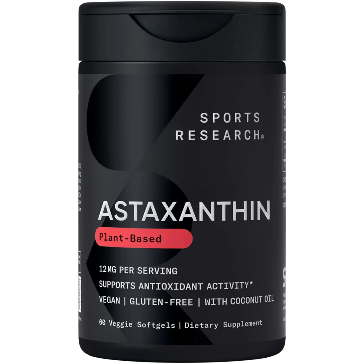 Sports Research Vegan Astaxanthin 12mg with Organic Coconut Oil 60 Count | Antioxidant Support for Skin & Eye Health - main product image