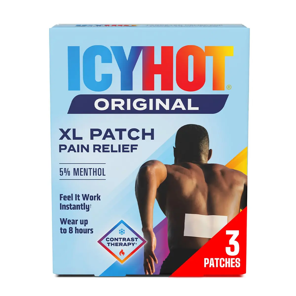 Icy Hot Original Pain Relief Patch XL Size 3 Count | Contrast Therapy for Large Areas - main product image