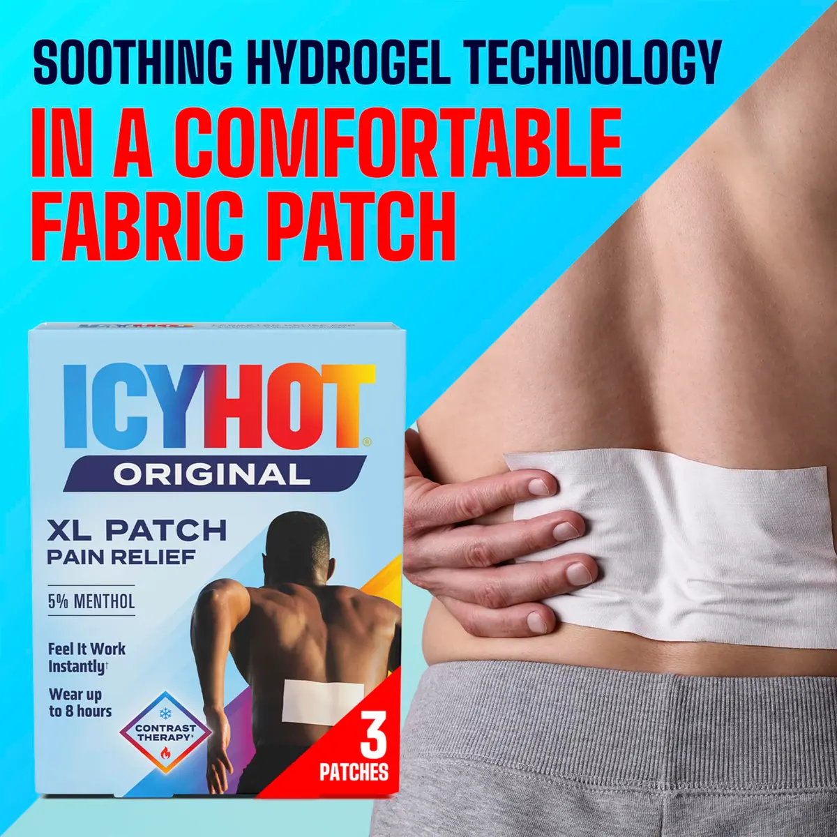 Icy Hot Original Pain Relief Patch XL Size 3 Count | Contrast Therapy for Large Areas - view 8