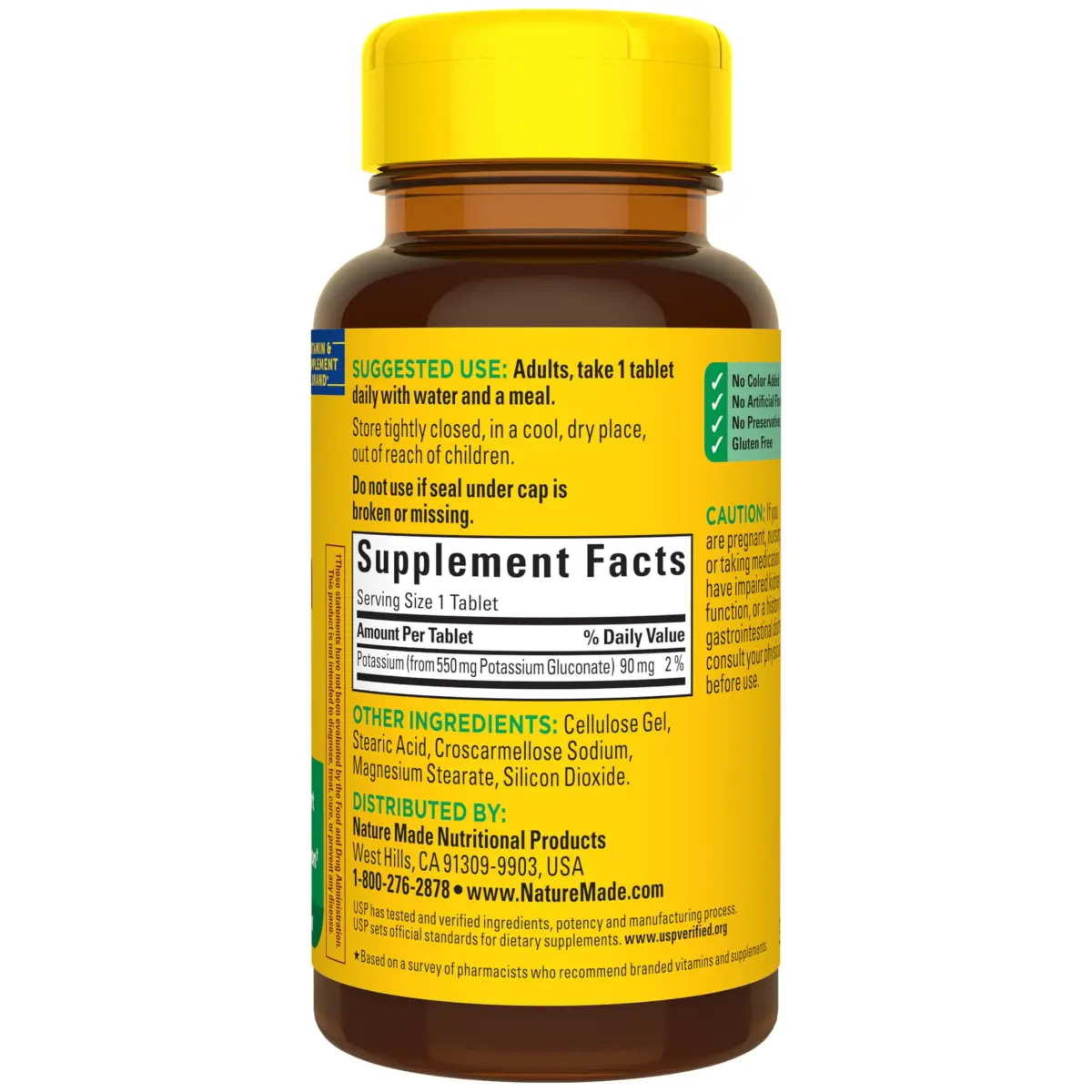Nature Made Potassium Gluconate 550 mg Tablets | 90 mg Potassium per tablet | 100 Count - view 7