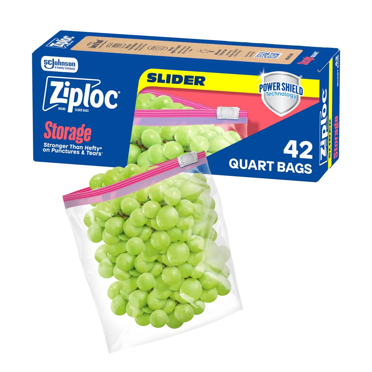 Ziploc Quart Slider Food Storage Bags 1 Quart (42 Count) | Power Shield Technology for More Durability - main product image