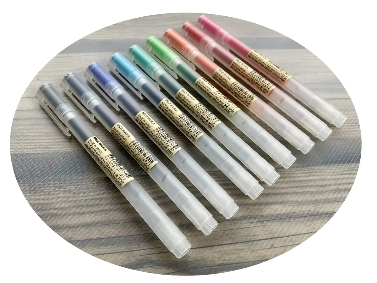 MUJI Gel Ink Ballpoint Pens 0.5mm 9-Color Pack | Smooth Writing for Students & Office - view 2