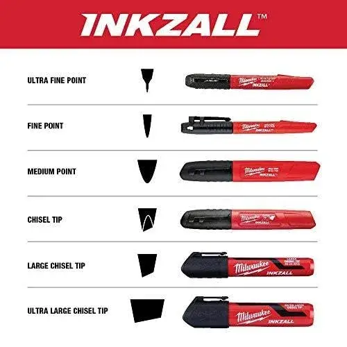 Milwaukee INKZALL Permanent Marker, Fine Point, Black, 4-Pack | Writes on Wet, Oily, Dusty Surfaces - view 7