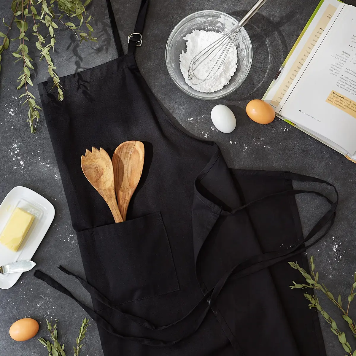 DII Chef Apron Black | Unisex Cotton Kitchen Essential (28x32 inches) - view 4