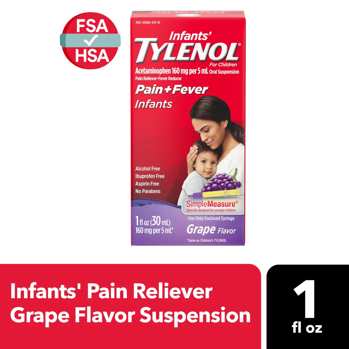 Infants' Tylenol Oral Suspension Acetaminophen Grape 29.57ml (1 fl. oz) | Pediatrician Recommended Pain & Fever Relief - view 9