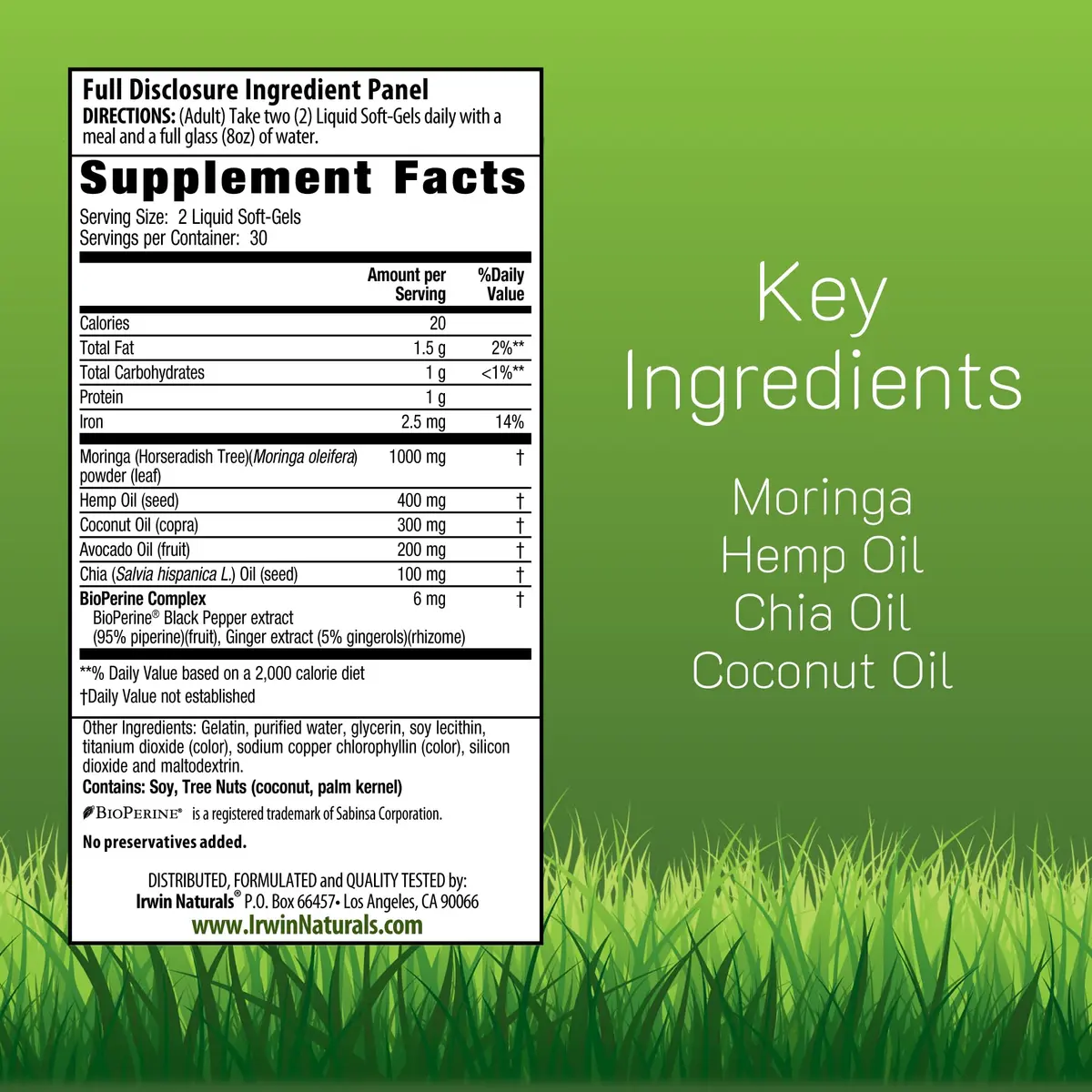 Irwin Naturals Mighty Moringa Superfood Nutrition Supplement 60 Count | Whole-Food Nutrition Support - view 2