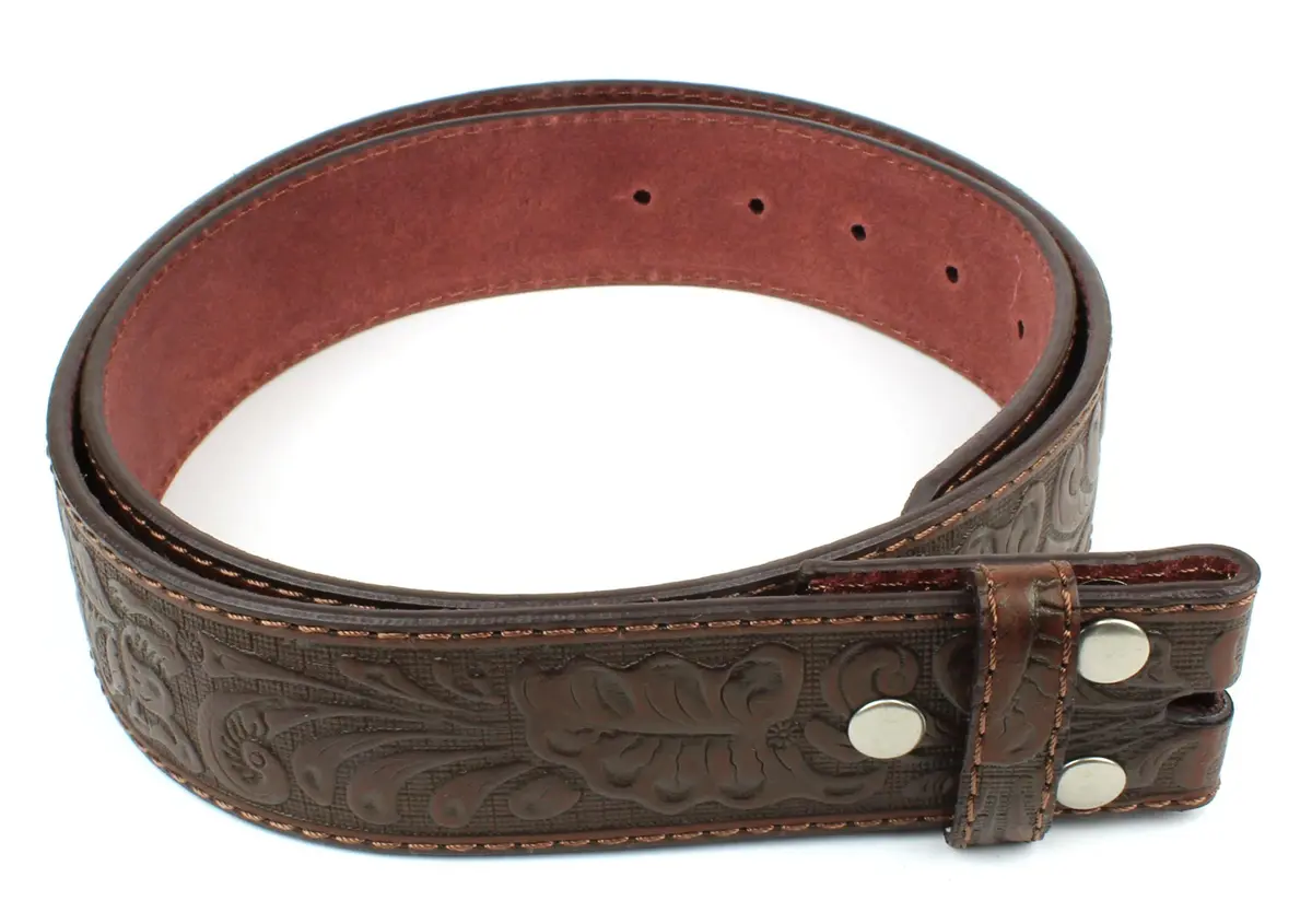 BC Belts Western Leather Belt Strap - 1.5” Wide Embossed Scrollwork (Brown-XL) | Classic Western Style - view 9