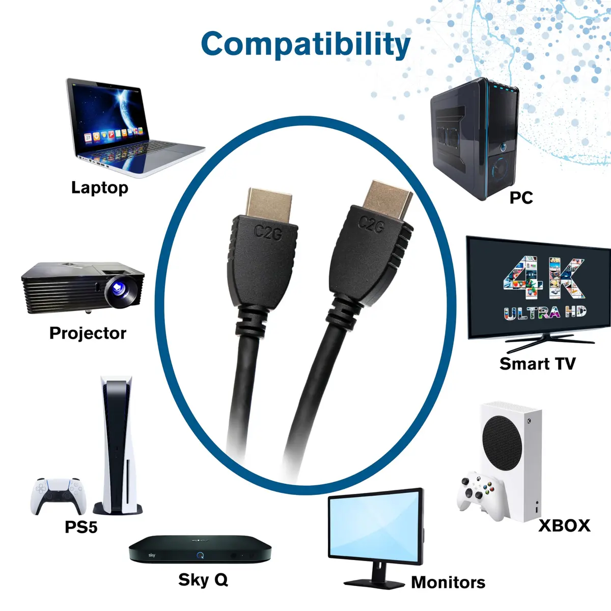 C2G Legrand High-Speed HDMI Cable with Ethernet, Black 0.91 m (3 Foot) | Supports 1080p and 4K Video - view 3