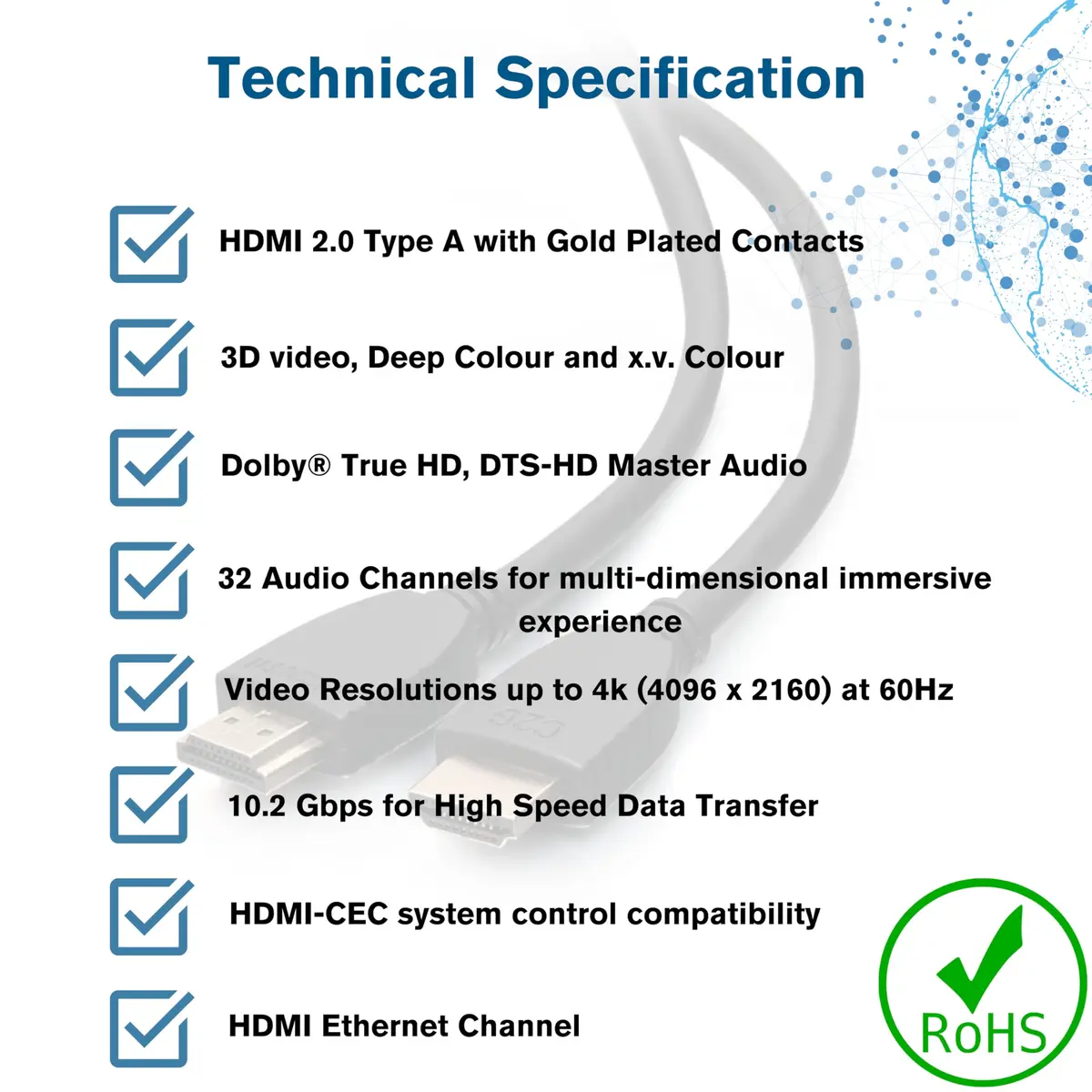 C2G HDMI Cable 4K 10 Feet | High Speed Ethernet HDMI for Home Theater & PC - view 4