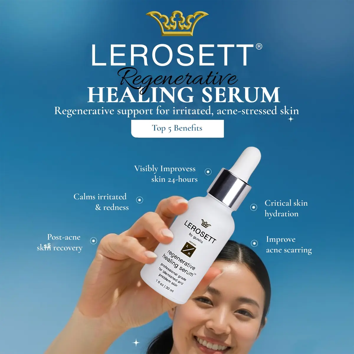 Gunilla Of Sweden LEROSETT Healing Hydration Serum for Pimples & Irritated Skin, Vegan, 1 oz | Supports Skin Healing & Moisturization - view 7