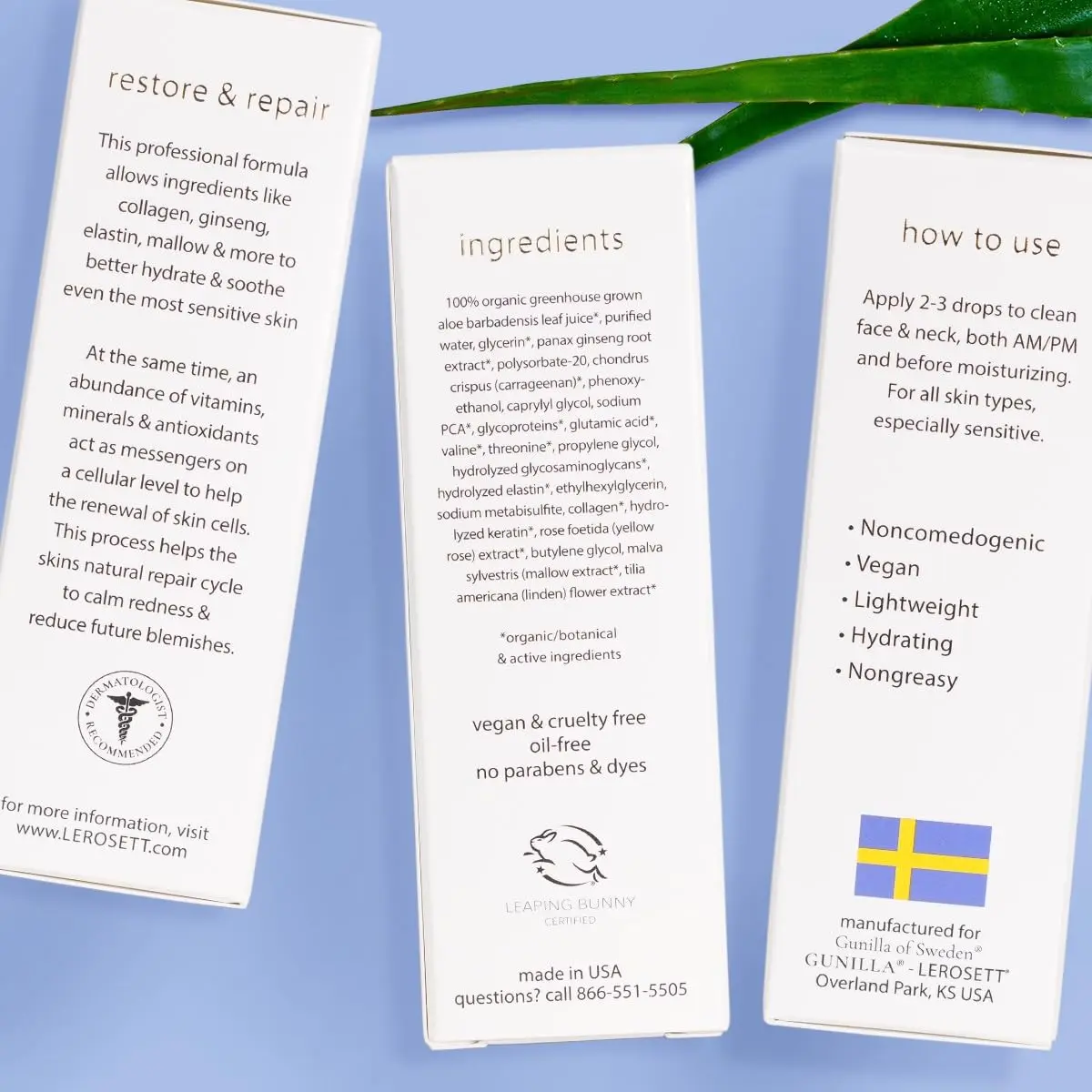 Gunilla Of Sweden LEROSETT Healing Hydration Serum for Pimples & Irritated Skin, Vegan, 1 oz | Supports Skin Healing & Moisturization - view 8