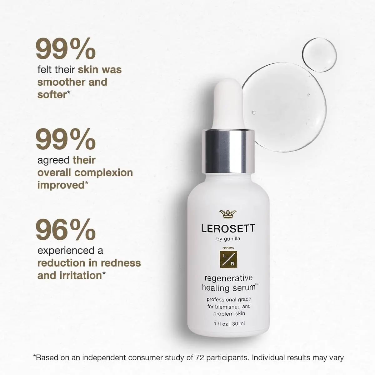 Gunilla Of Sweden LEROSETT Healing Hydration Serum for Pimples & Irritated Skin, Vegan, 1 oz | Supports Skin Healing & Moisturization - view 3