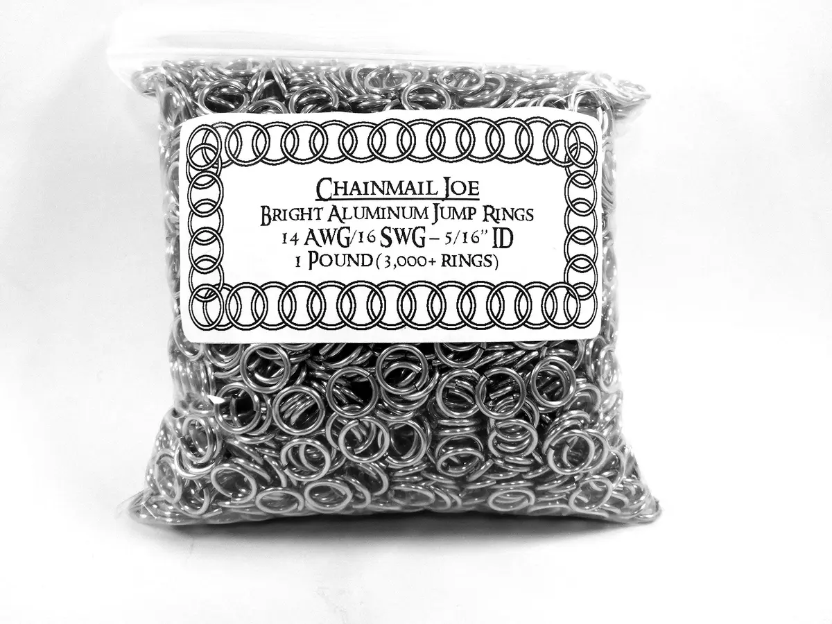 Chainmail Joe 1 Pound Bright Aluminum Jump Rings 16G 5/16" ID | Light, Strong Jewelry & Mail Armor - main product image