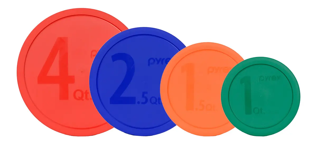 Pyrex Mixing Bowl Lid Set 1qt, 1.5qt, 2.5qt, 4qt (4-Piece Set) | BPA-Free Plastic Lids for Pyrex Bowls - main product image