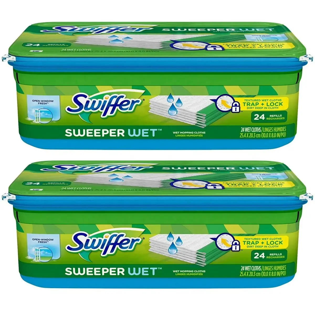 Swiffer Sweeper Wet Mopping Cloth Refill - Open Window Fresh - 28 Count (Pack of 2) | Trap and Lock Dirt with Fresh Scent - main product image