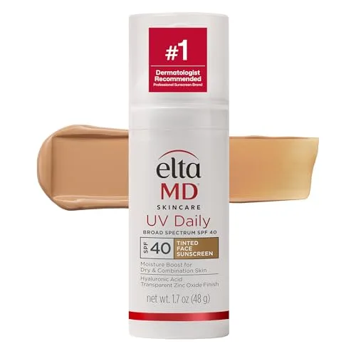 EltaMD UV Daily Tinted SPF 40 Face Sunscreen Moisturizer with Zinc Oxide, 1.7 oz Pump | Broad Spectrum Protection for Dry Skin - main product image