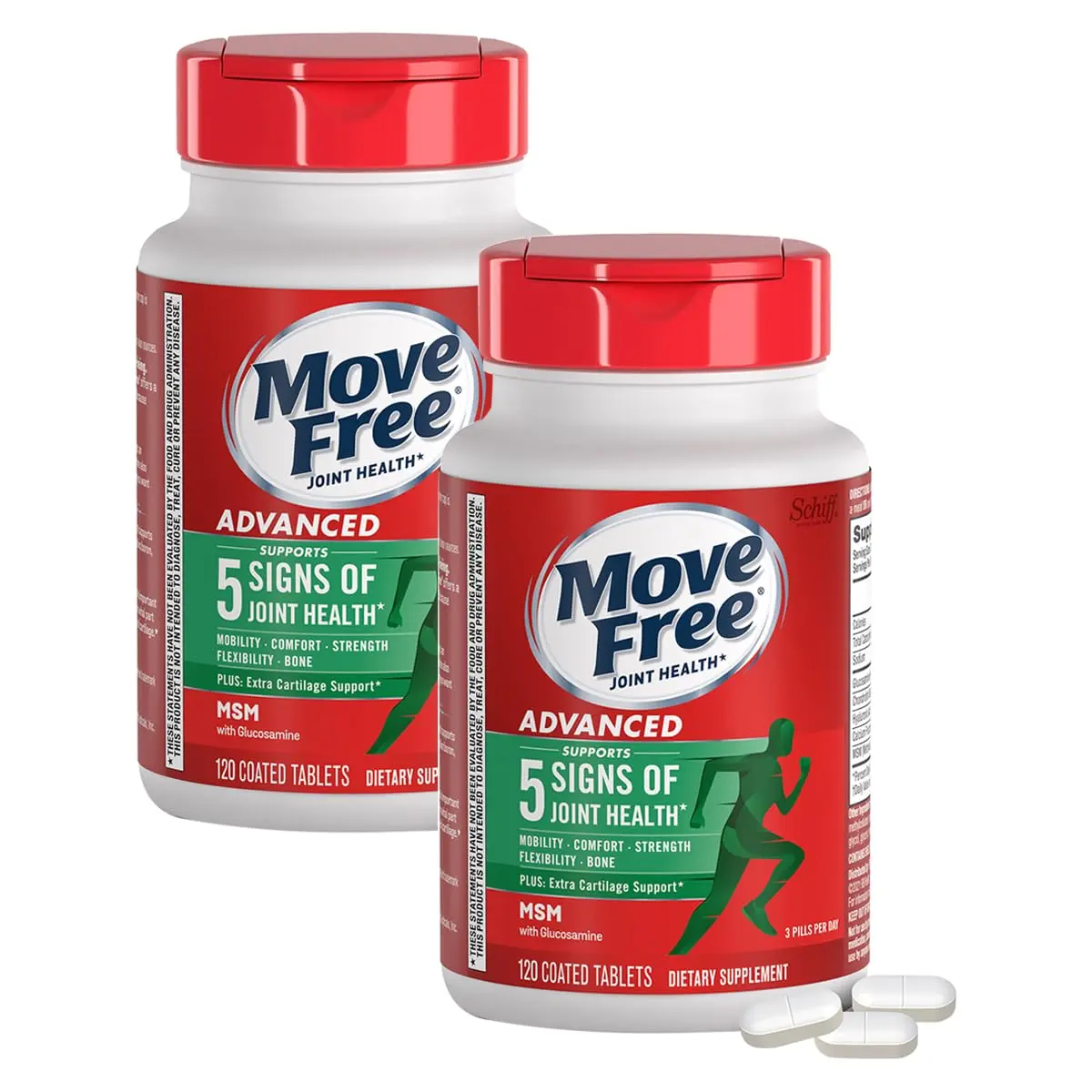 Move Free Advanced Plus MSM Coated Tablets 240 Count (Pack of 2) | Joint Health Supplement with Glucosamine and Chondroitin - main product image