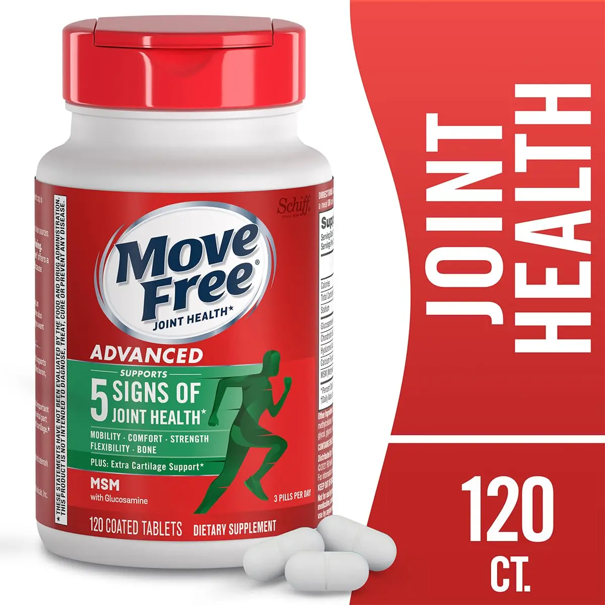 Move Free Advanced Plus MSM Coated Tablets 240 Count (Pack of 2) | Joint Health Supplement with Glucosamine and Chondroitin - view 2