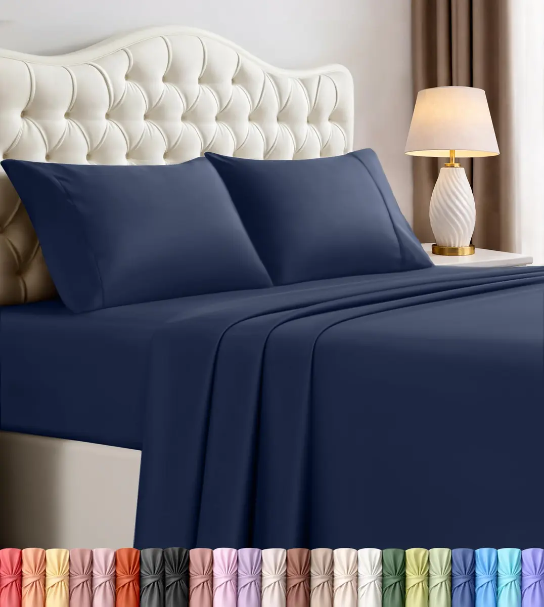 Utopia Bedding King Sheets Set 16" Deep Pocket Navy | Soft, Durable & Easy Care - main product image