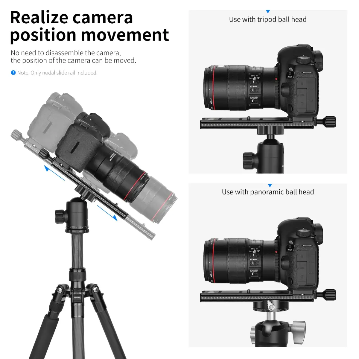 Neewer 200mm Professional Rail Nodal Slide Metal Quick Release Clamp for Camera | Precision Laser Engraved Scale & Spirit Level - view 5