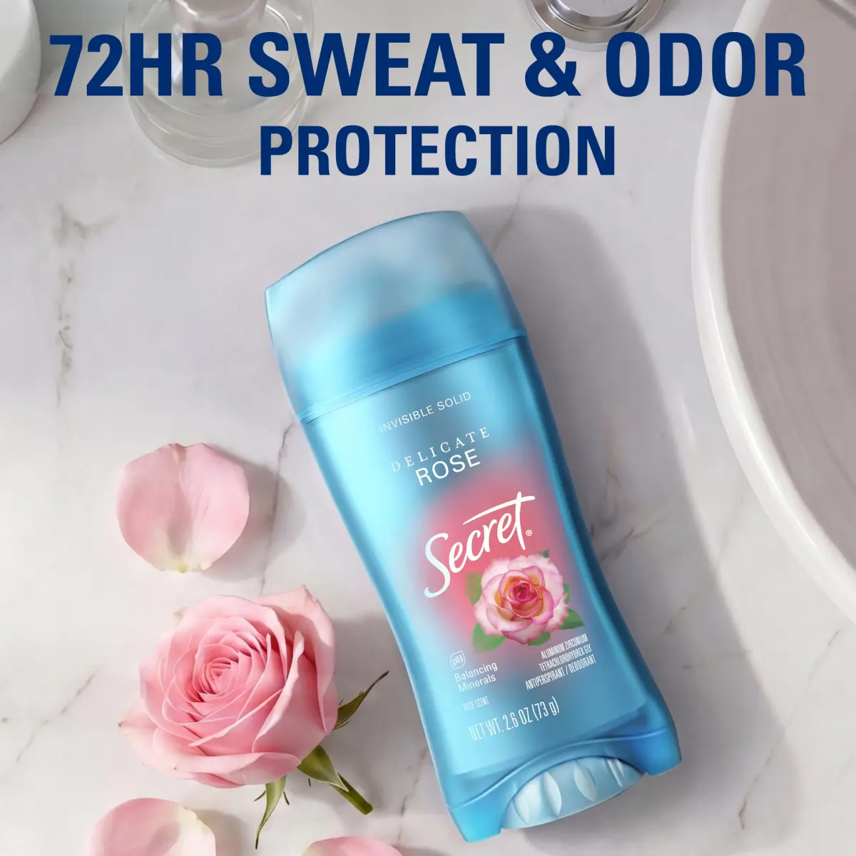 Secret Invisible Solid Antiperspirant Deodorant for Women, Rose Scent, 2.6 oz - view 3