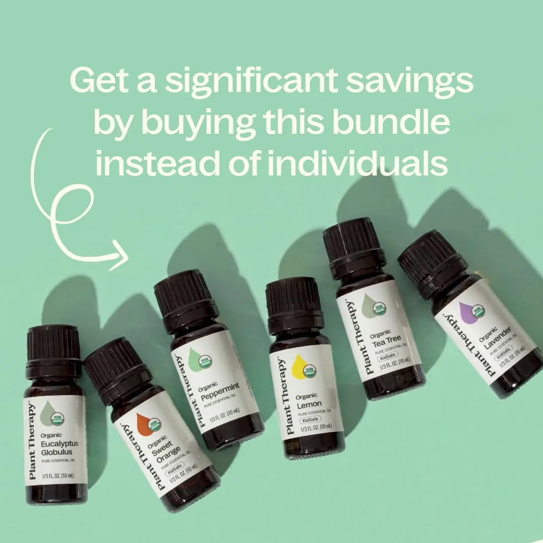 Plant Therapy Top 6 USDA Organic Essential Oil Set for Diffusion & Topical | 6x10mL, Pure & Certified - view 5