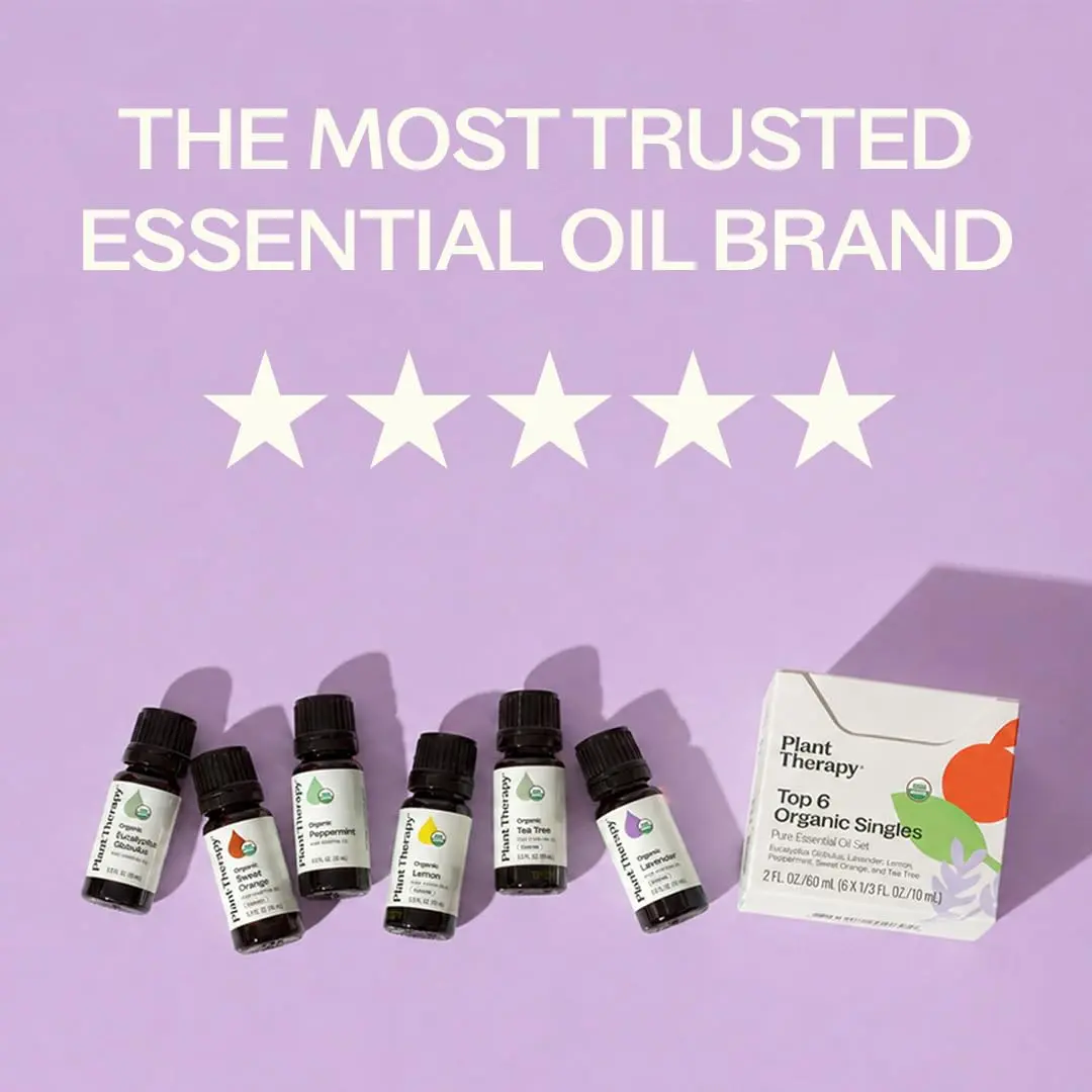 Plant Therapy Top 6 USDA Organic Essential Oil Set for Diffusion & Topical | 6x10mL, Pure & Certified - view 4