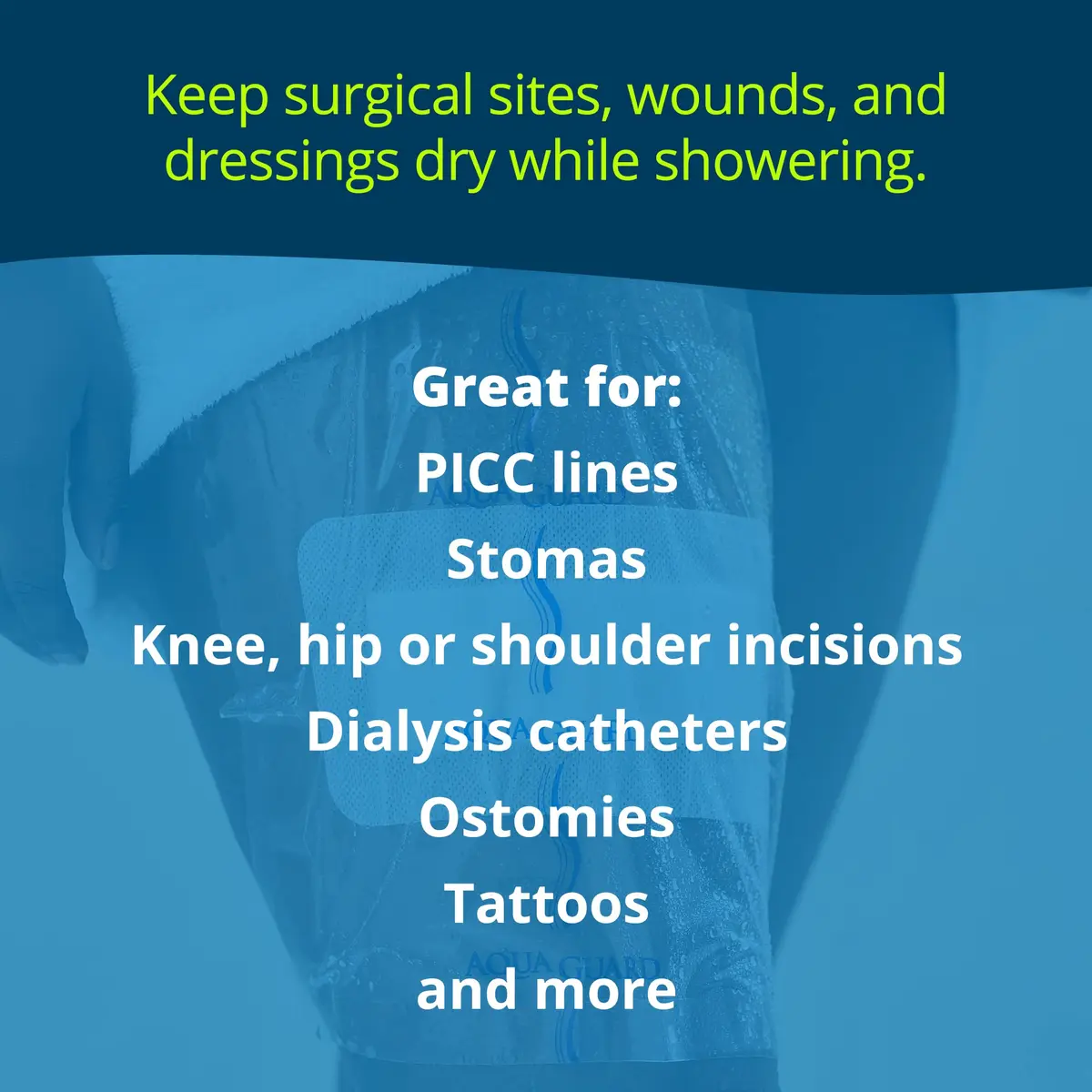 TIDI AquaGuard Wound Cover for Showering 10 in x 12 in | Waterproof, Hypoallergenic, Single-Use Sheets - view 8