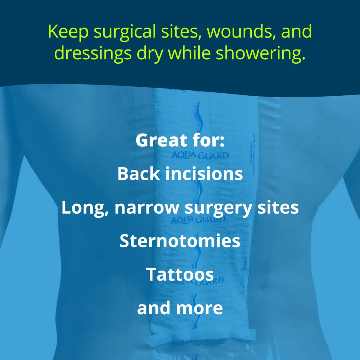 TIDI AquaGuard Wound Cover for Showering 7" x 22" | Waterproof, Hypoallergenic, 7 Sheets - view 8