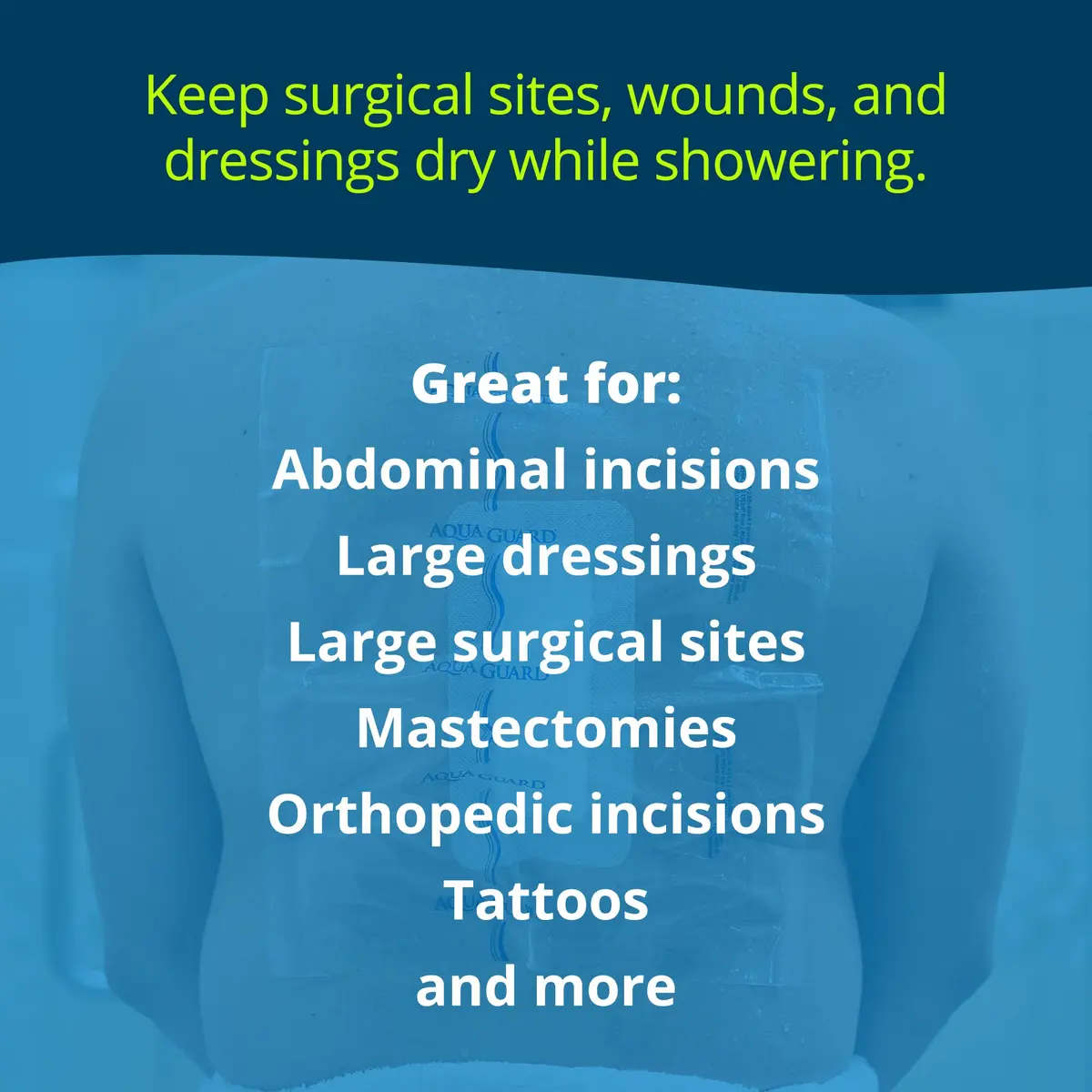 TIDI AquaGuard Wound Cover for Showering 12 in x 24 in (Pack of 7) | Waterproof Shower Sheets for Large Wounds - view 8