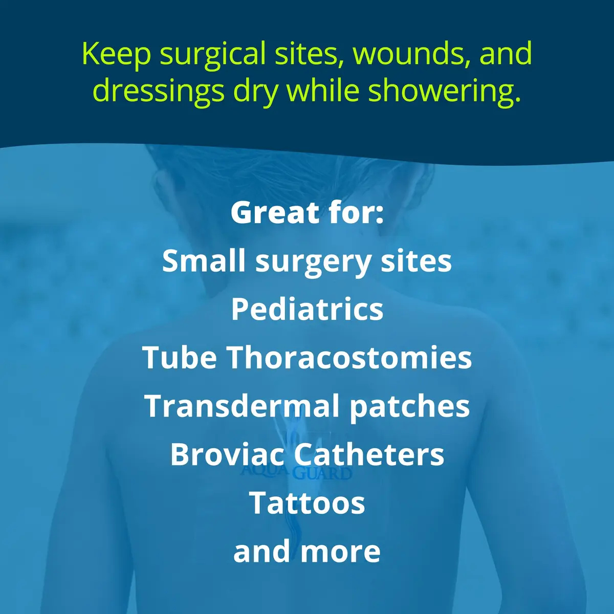 TIDI AquaGuard Wound Cover for Showering, 4 in x 4 in (6.5 cm x 6.5 cm) Coverage, Pack of 7 Sheets | USA-Sourced Shower Protection - view 8