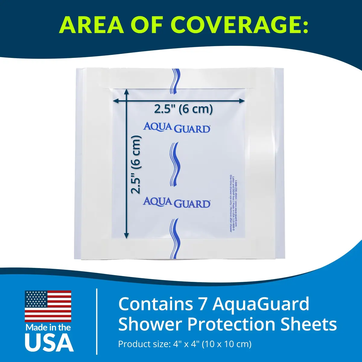 TIDI AquaGuard Wound Cover for Showering, 4 in x 4 in (6.5 cm x 6.5 cm) Coverage, Pack of 7 Sheets | USA-Sourced Shower Protection - view 3