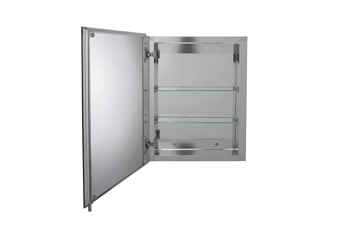 Croydex Winster Single Door Medicine Cabinet 52cm (20") x 41cm (16") | Recessed or Surface Mount Aluminum - view 2
