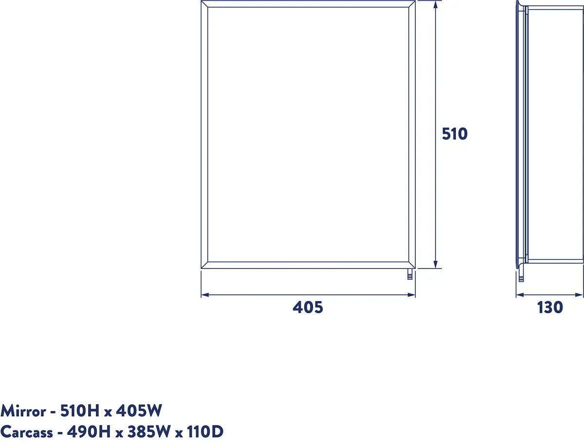 Croydex Winster Single Door Medicine Cabinet 52cm (20") x 41cm (16") | Recessed or Surface Mount Aluminum - view 3