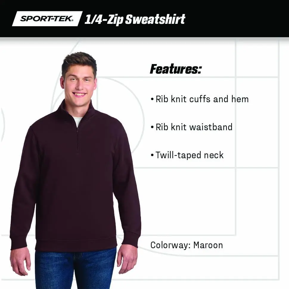 SPORT-TEK Unisex Quarter Zip Sweatshirt Forest Green | Classic Fit, Soft Cotton Blend, Durable & Comfortable - view 6